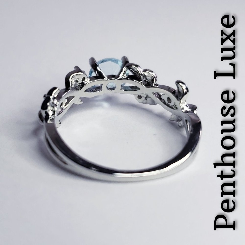 Aquamarine Silver Leaf Ring - Picture 2 of 6